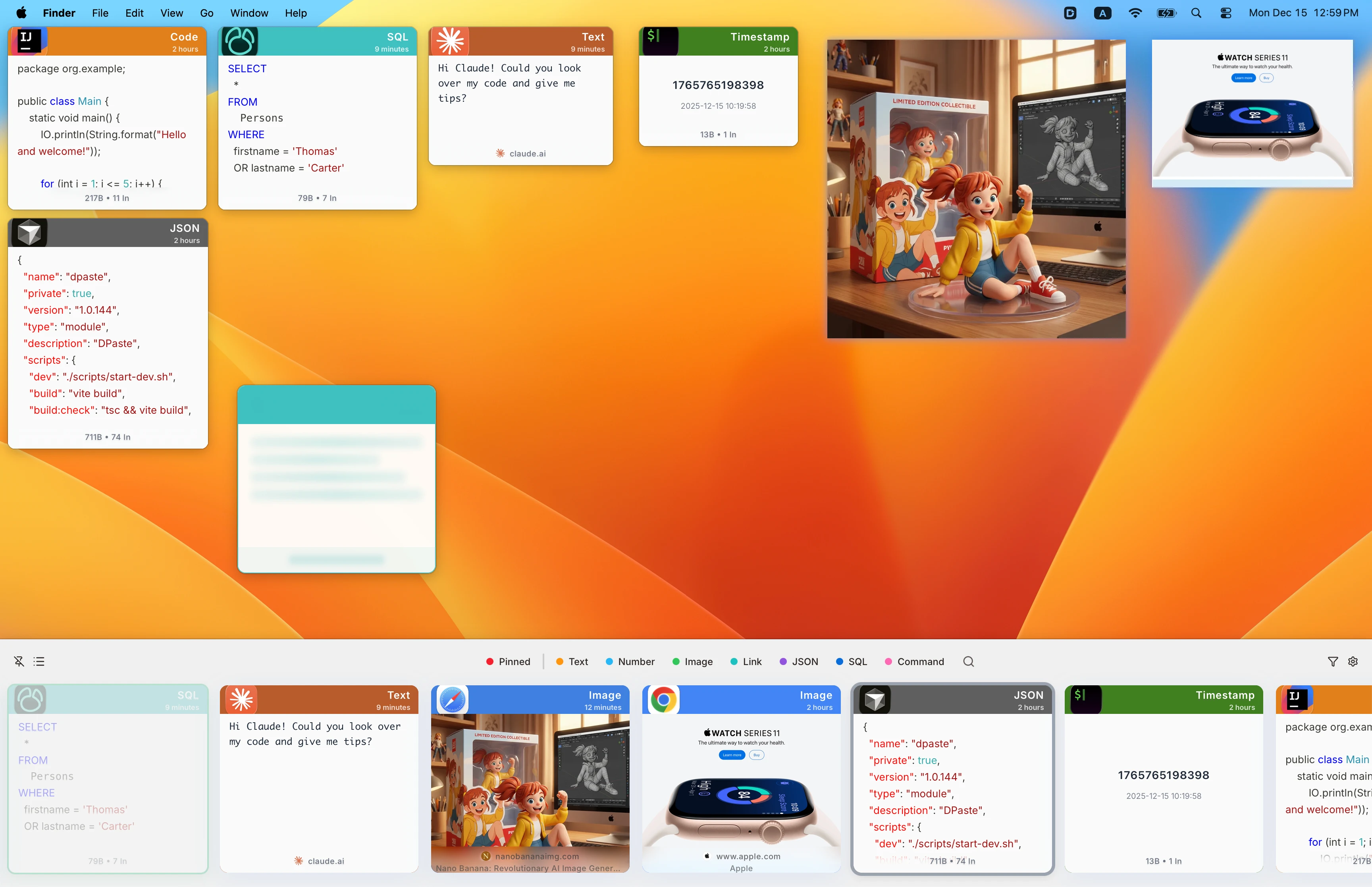 DPaste clipboard manager interface - Best paste tool for developers
